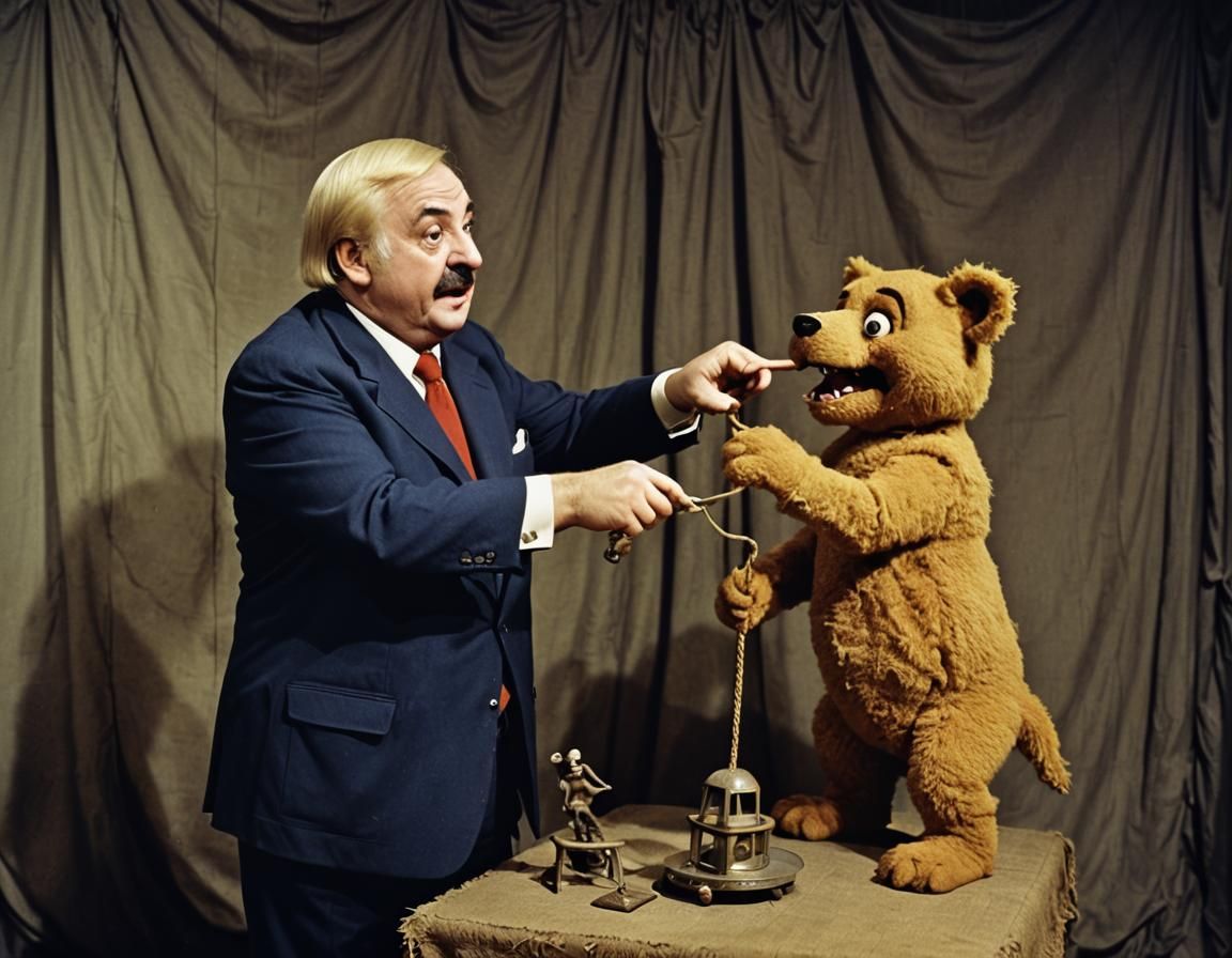 Surreal Puppet Show Nightmare, Vintage Photo Style