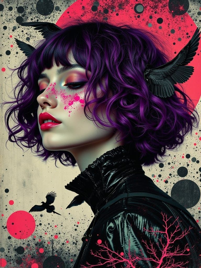 Gothic Abstract Portrait in Zentangle Surreal Style