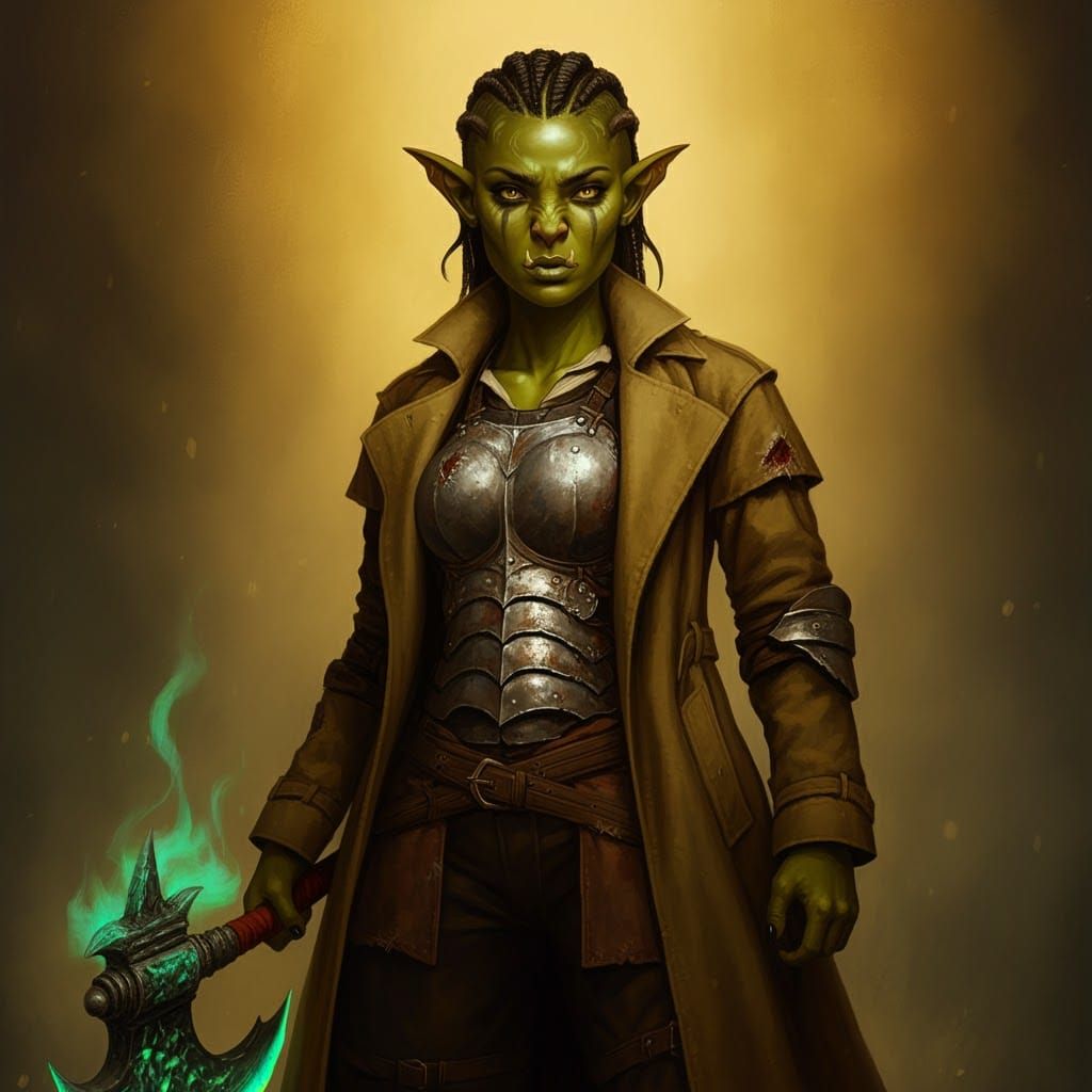 Half-Orc Warrior with T-Rex Bone Axe