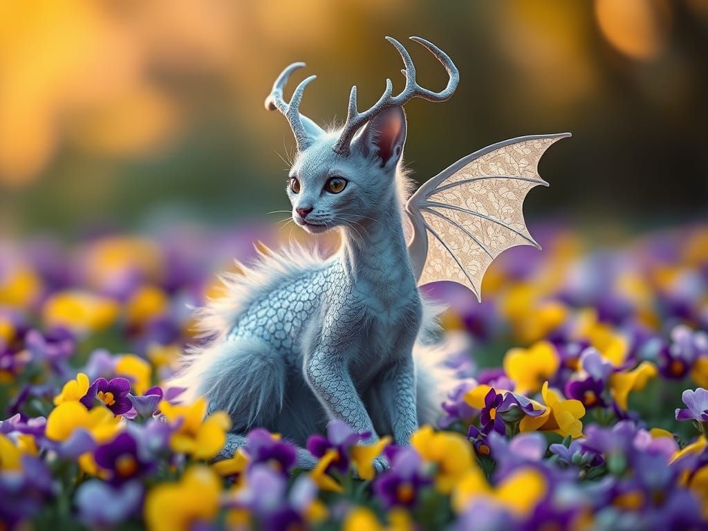 Majestic Dragon Cat Basks in Spring Garden