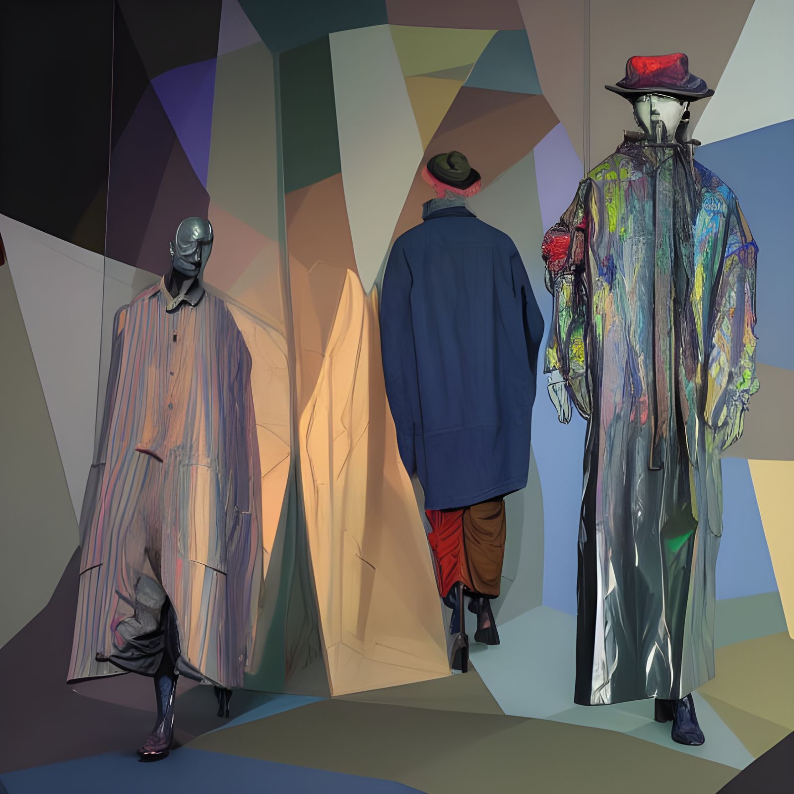 Technicolor Figure in Bleak Landscape, Digital Art