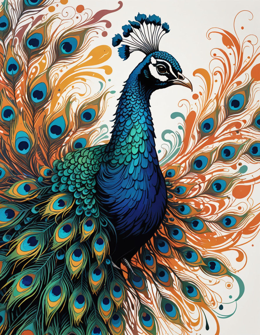 Majestic Peacock Transforms in Whirling Dance of Colorful Sh...