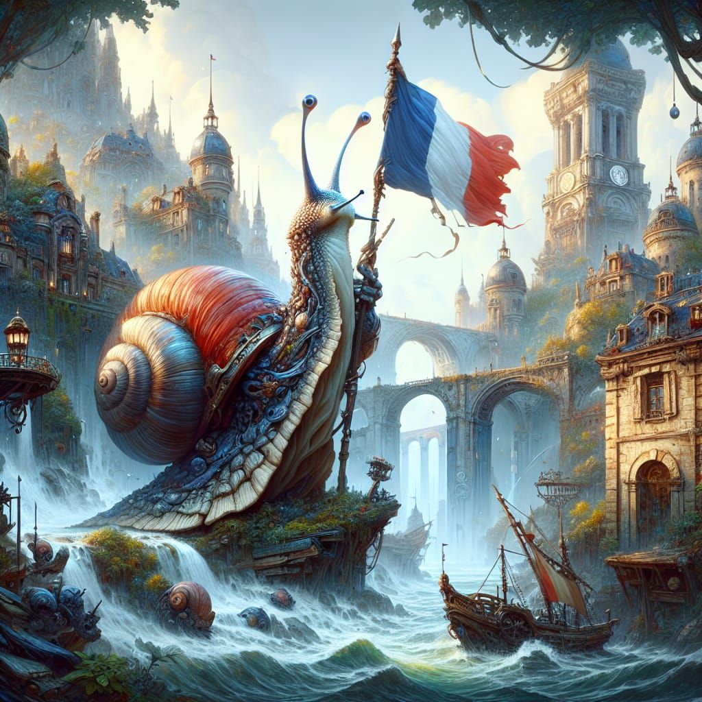 Warrior Snail Concept Art in Detailed Matte Painting Style