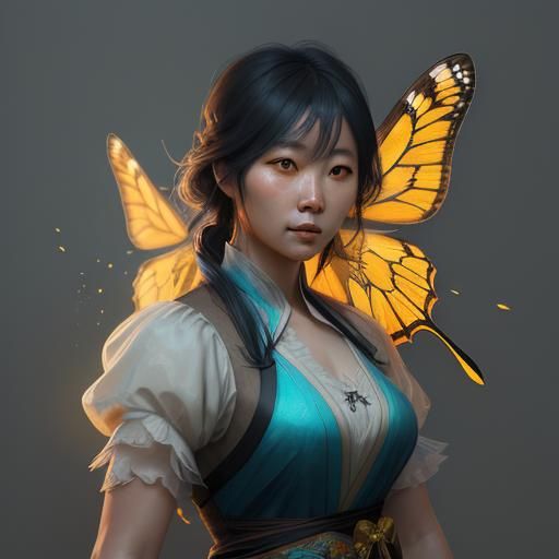 Korean Girl Drawing with Charcoal: Hyperdetailed Concept Art