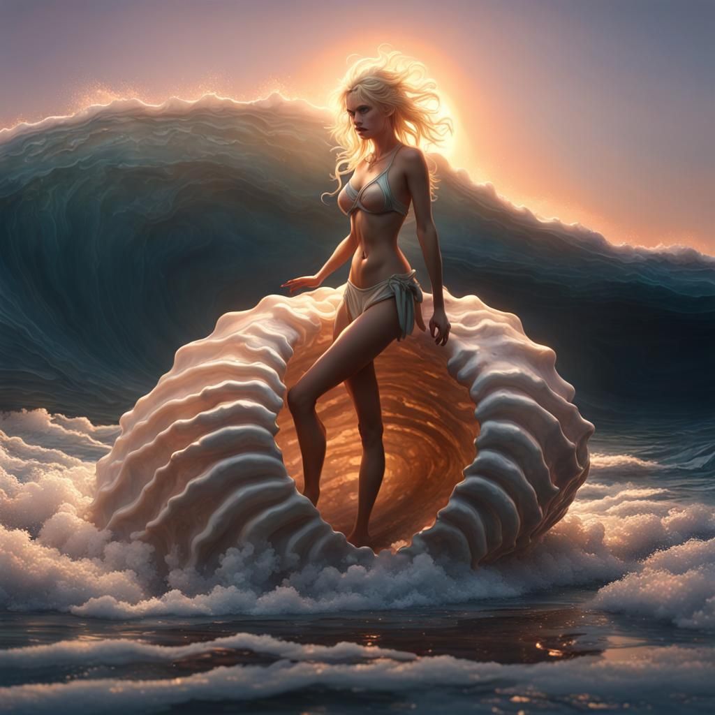 Aphrodite Emerges from the Sea: Art Nouveau Style