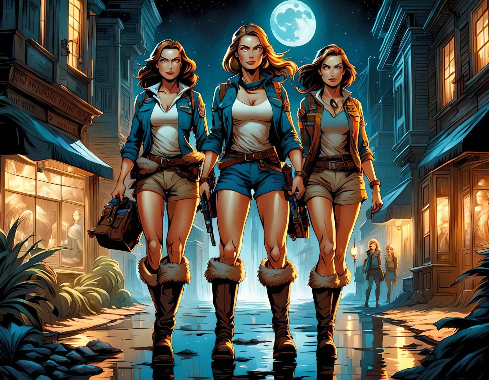 Explorer Girls at Night: Comic Book Movie Poster