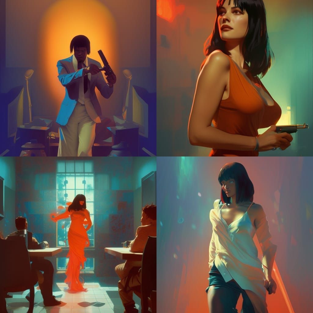Pulp Fiction Concept Art in Triadic Colors