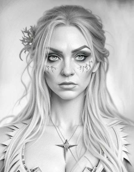 Photorealistic Pagan Witch in Dramatic Comic Art Style