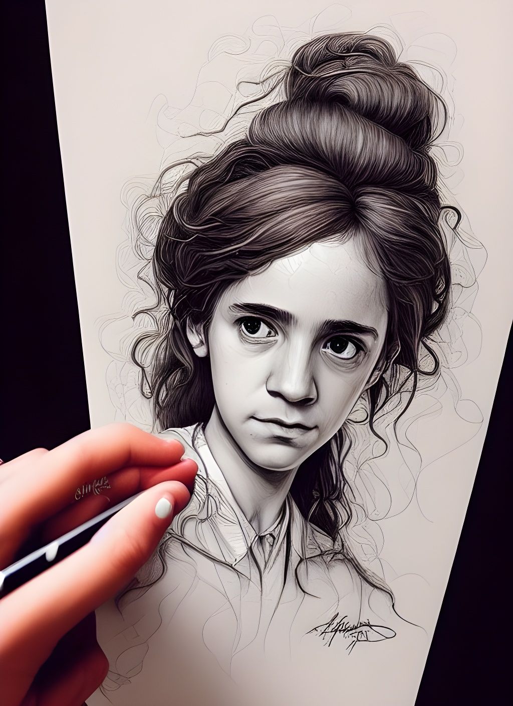 Detailed Hermione Granger Portrait with Realistic Background