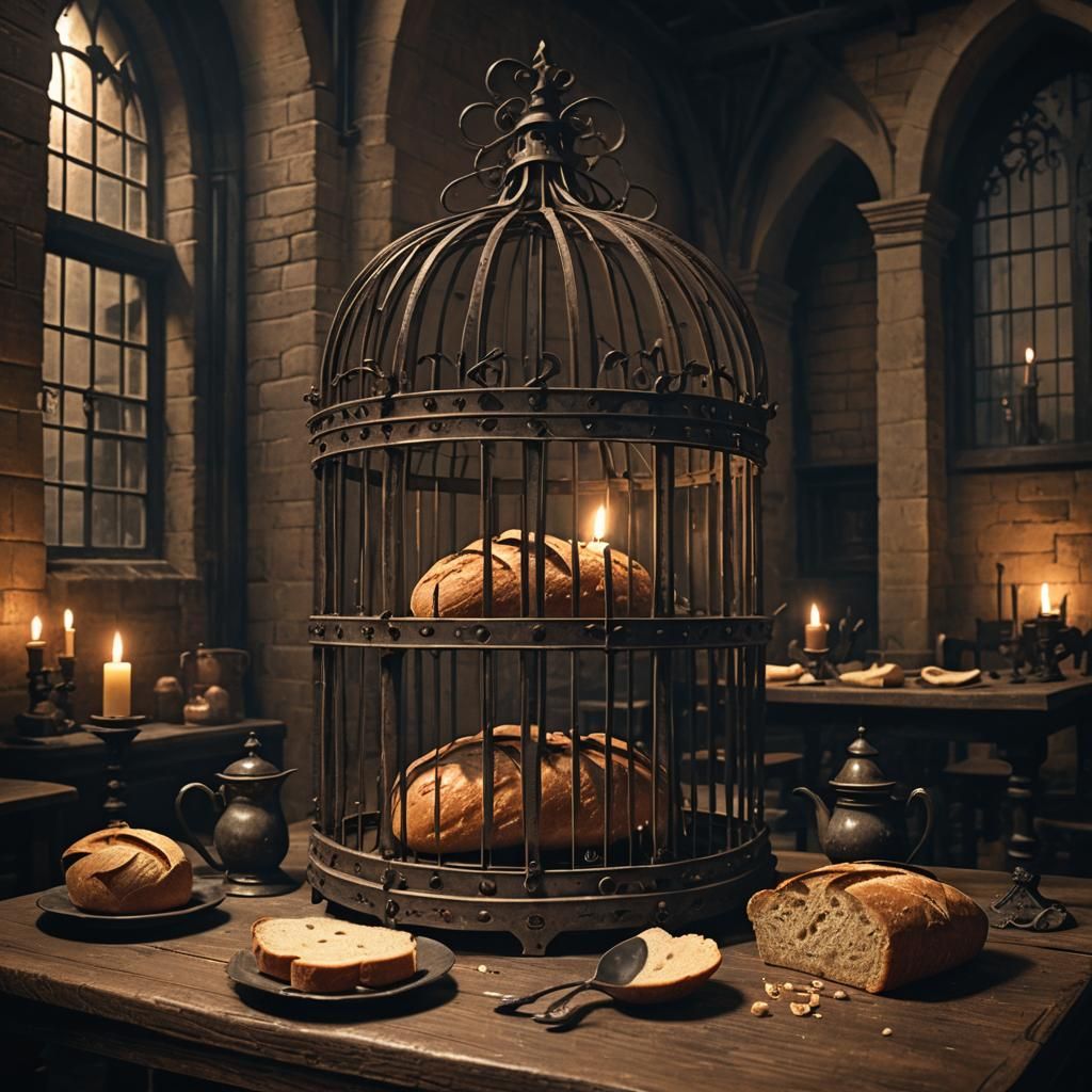 Dark Fantasy: Caged Bread in Gothic Setting