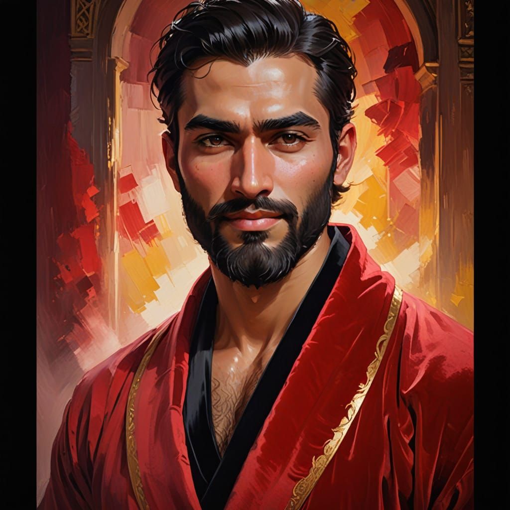 Elegant Pakistani-Peruvian-Turkish-Tamil Man in Vibrant Velv...