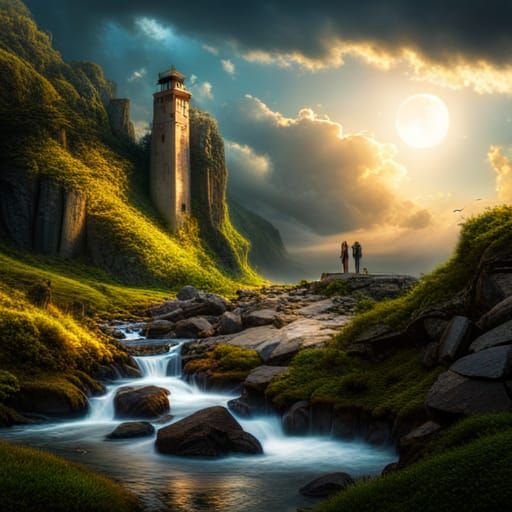 Fantasy World with Giant Animal in HDR