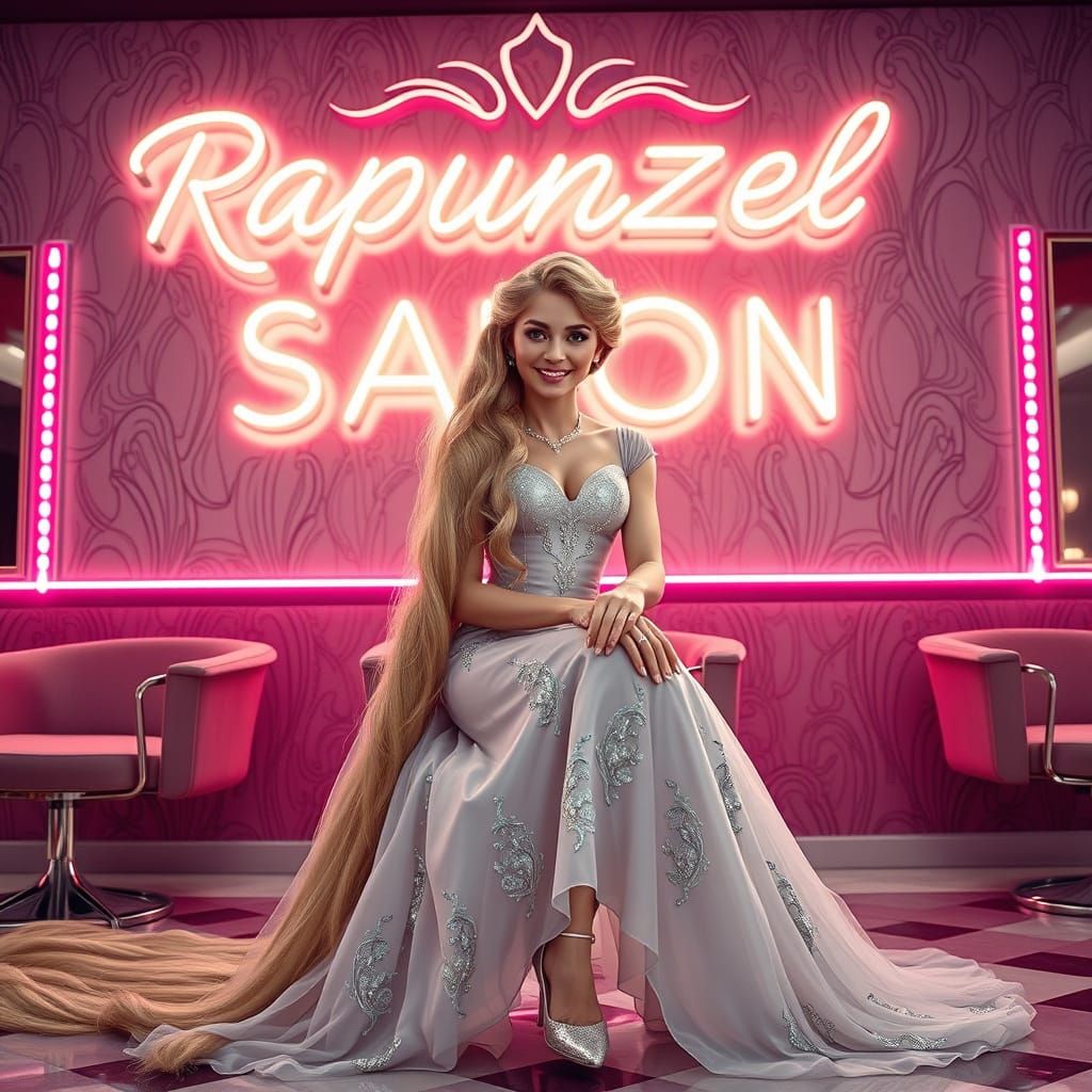 Rapunzel in Art Deco Salon for Bridal Prep