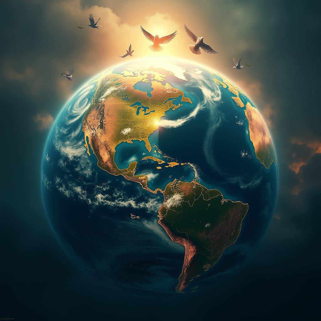 Hopeful Earth Amidst Pollution and Conflict