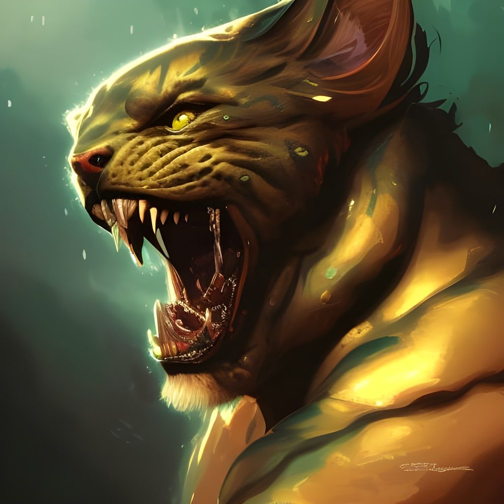 Detailed Demonic Werejaguar Portrait in Eldritch Style