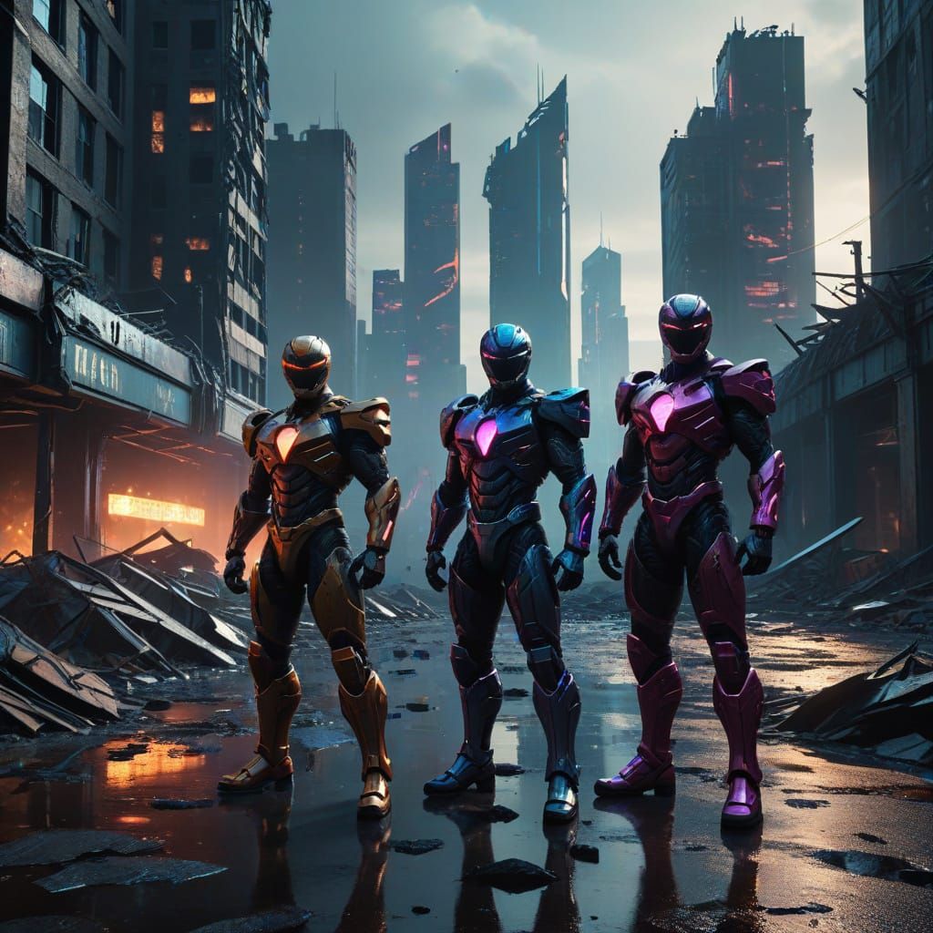 Post Apocalyptic Power Ranger Trio