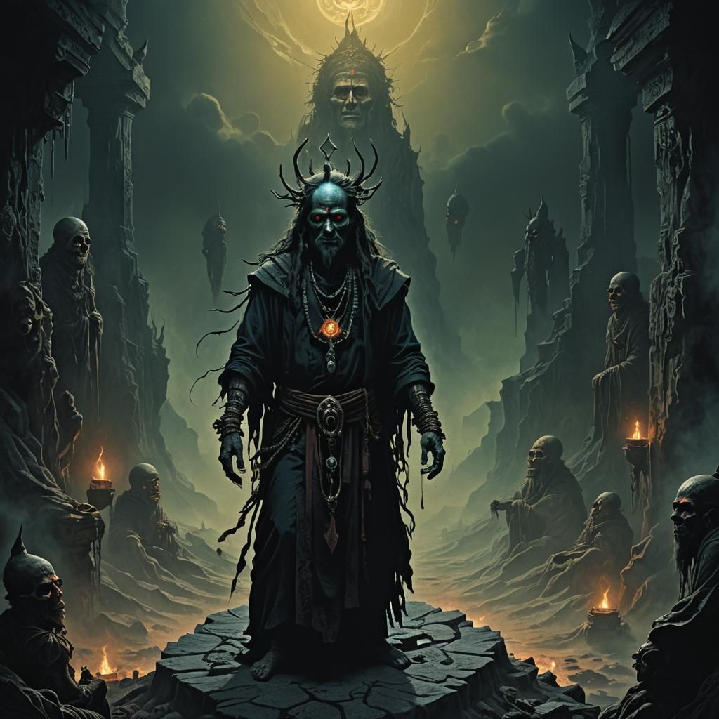 Tantrik Baba Chanting in Dark Fantasy Style