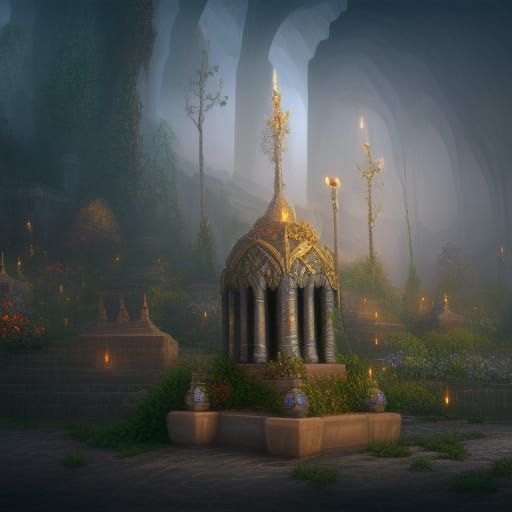 Fantastical Burial Urns: Detailed Matte Painting