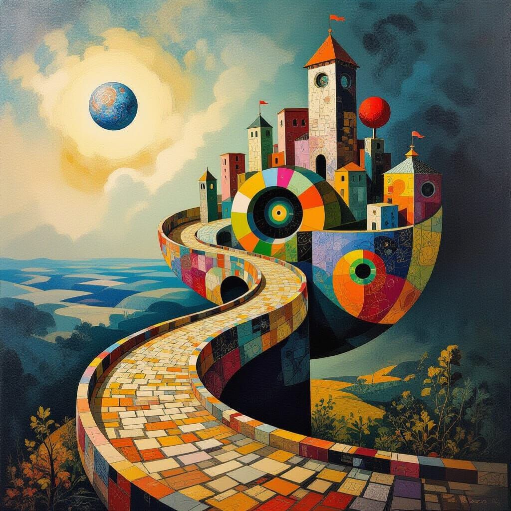 Surreal Worm Drive in Mixed Media Art Styles