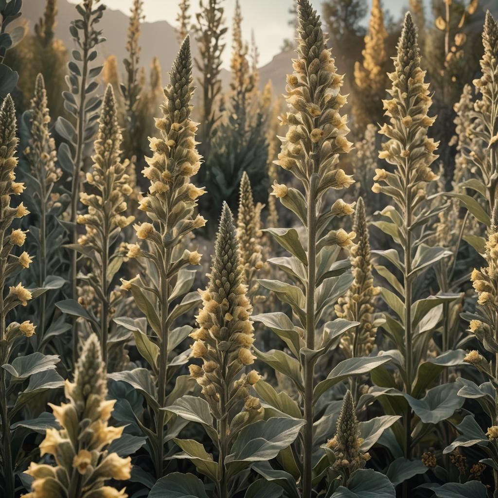 Mullein Plants Swaying: Detailed Matte Painting
