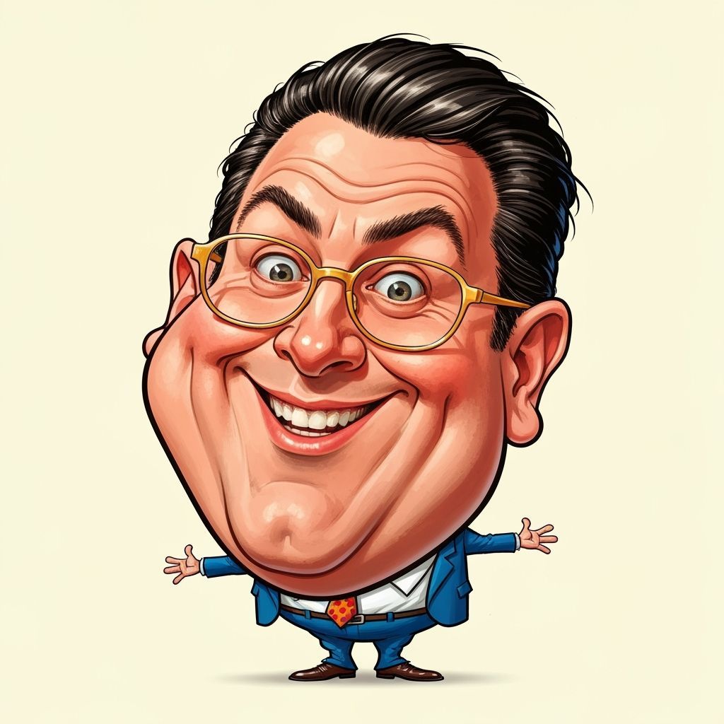 Hilarious Caricature with Giant Head and Tiny Body