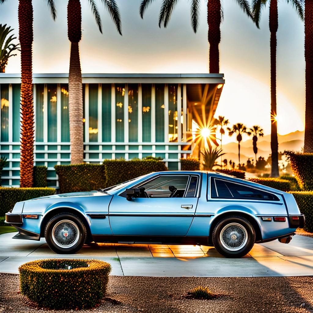 Light Blue 70s Car in Palm Springs, Professional Photo