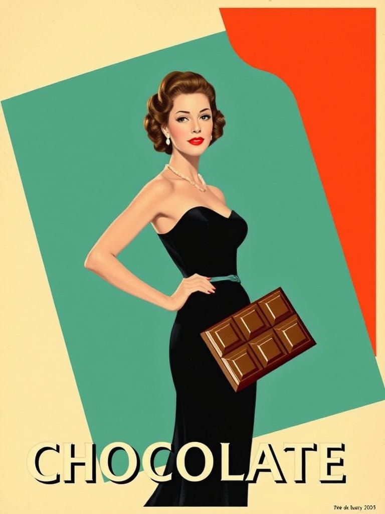 Luxury Chocolate Bar: 1940s Advertising Poster