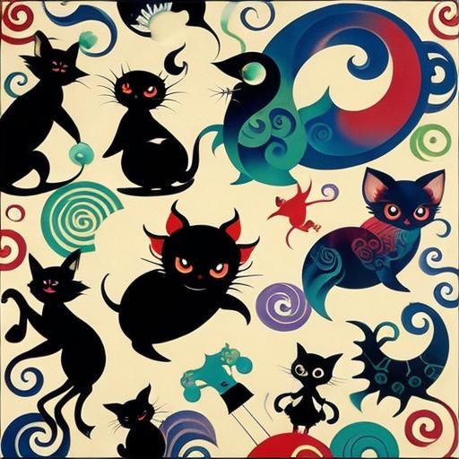 Surreal Shadow Creatures with Swirly Shells