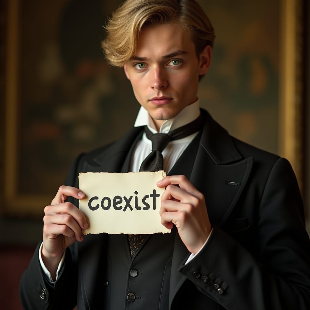 Edwardian Gentleman Promotes Coexistence in Art Nouveau Styl...