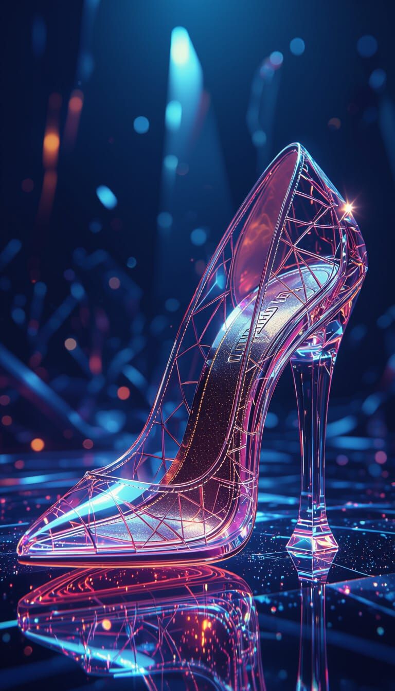 Crystal High Heel Shoe with Visible Inner Stitching