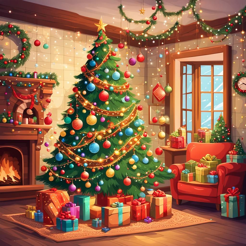 Festive Christmas Tree New Year's Card