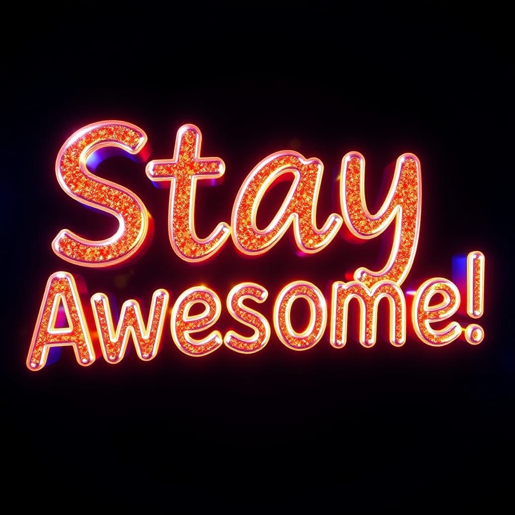 Energetic "Stay Awesome!" Neon Sign in a Futuristic Style
