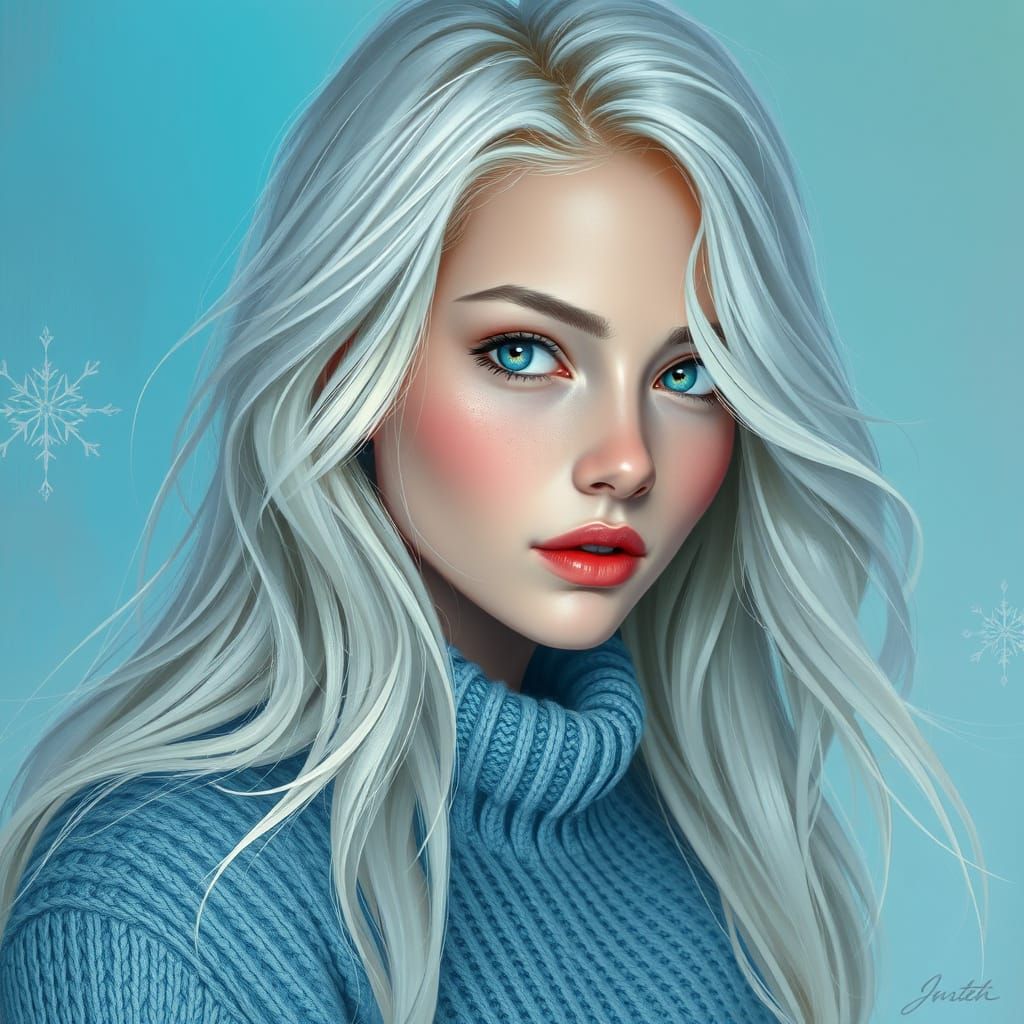 Ethereal Winter Beauty in Hyperrealistic Style
