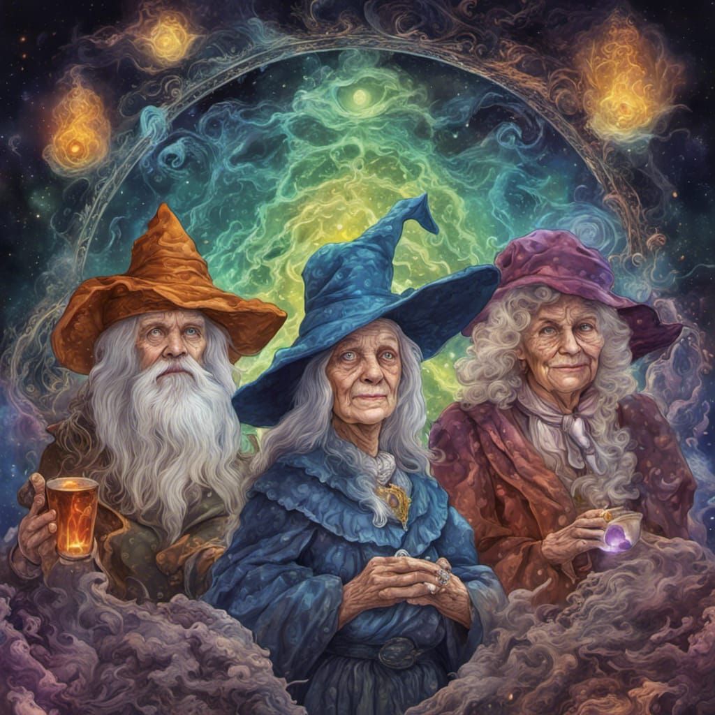 Discworld Witches: Holographic Astral Cosmic Illustration