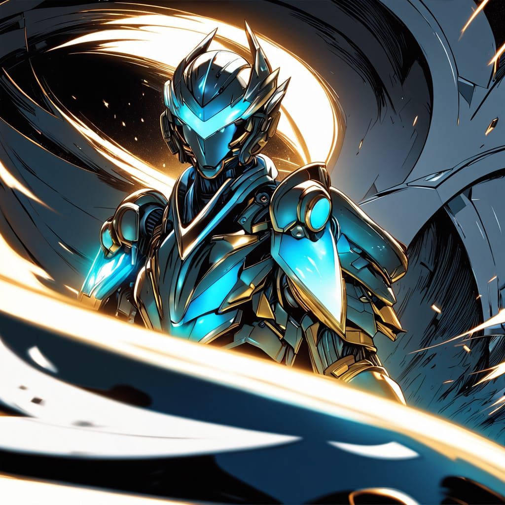 Cyberpunk Female Warrior in High-Tech Armor