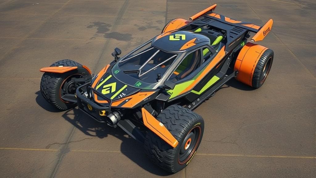 Futuristic Cyberpunk Buggy in Wipeout 2097 Style