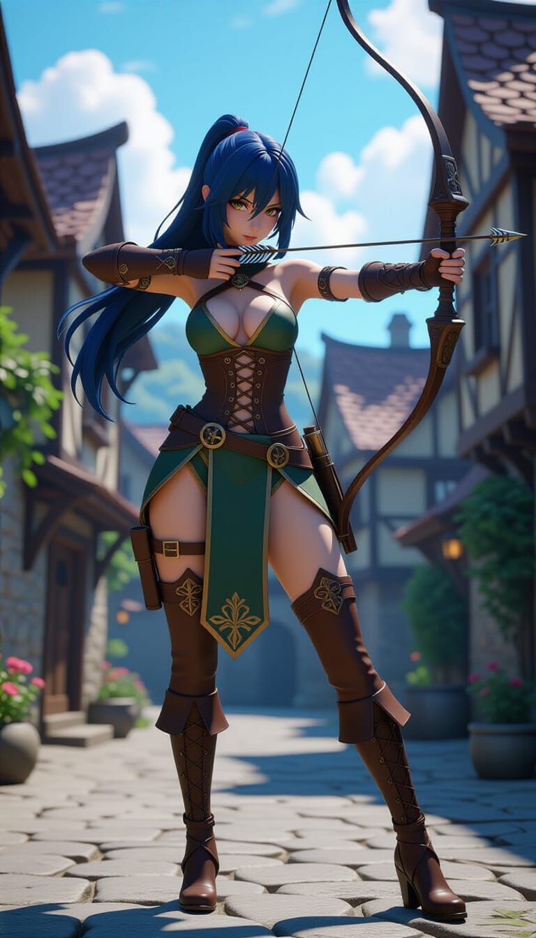 Fantasy Rogue with Crossbow in Anime Style