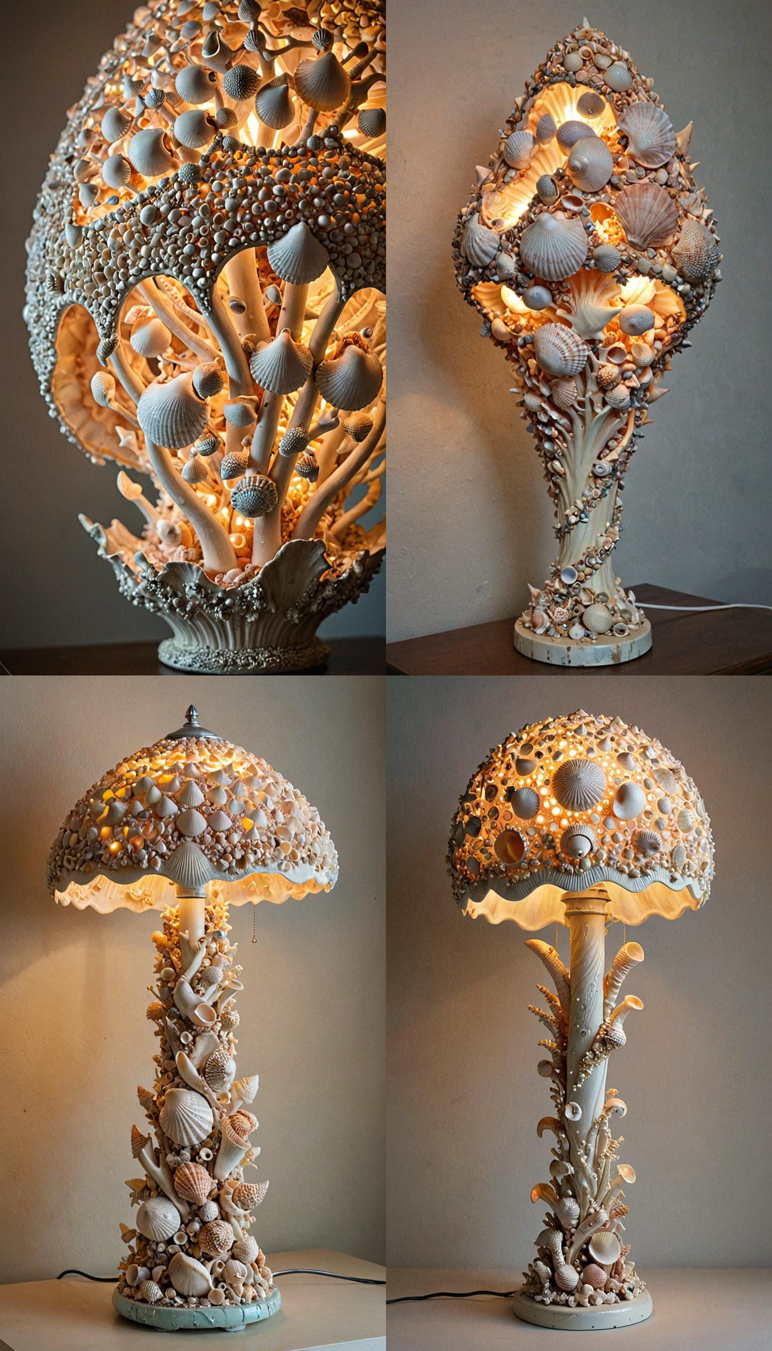 Seashell Lamp with Soft Glow in Surreal Style