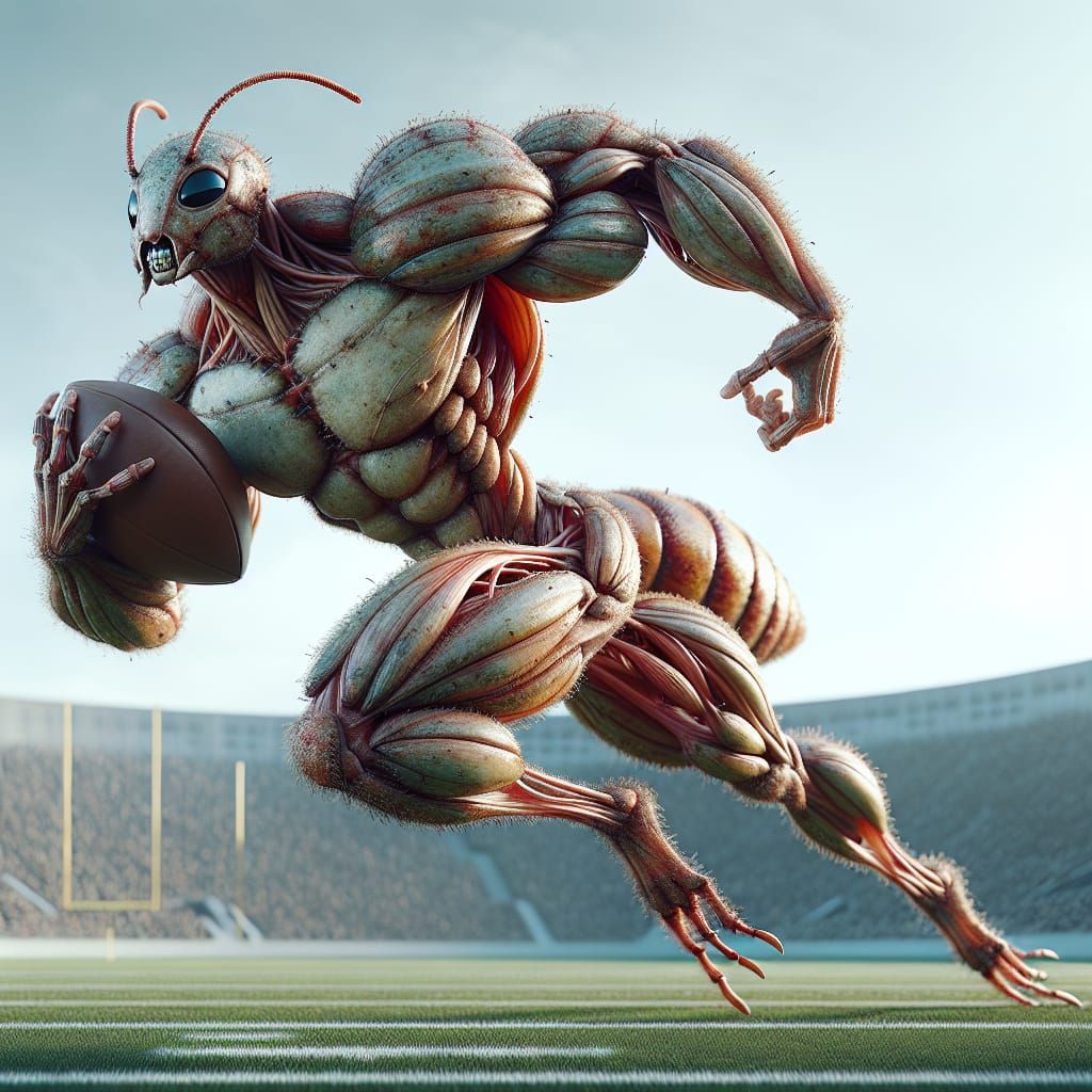 Ant-Ape Hybrid Football Player in Hyperrealism