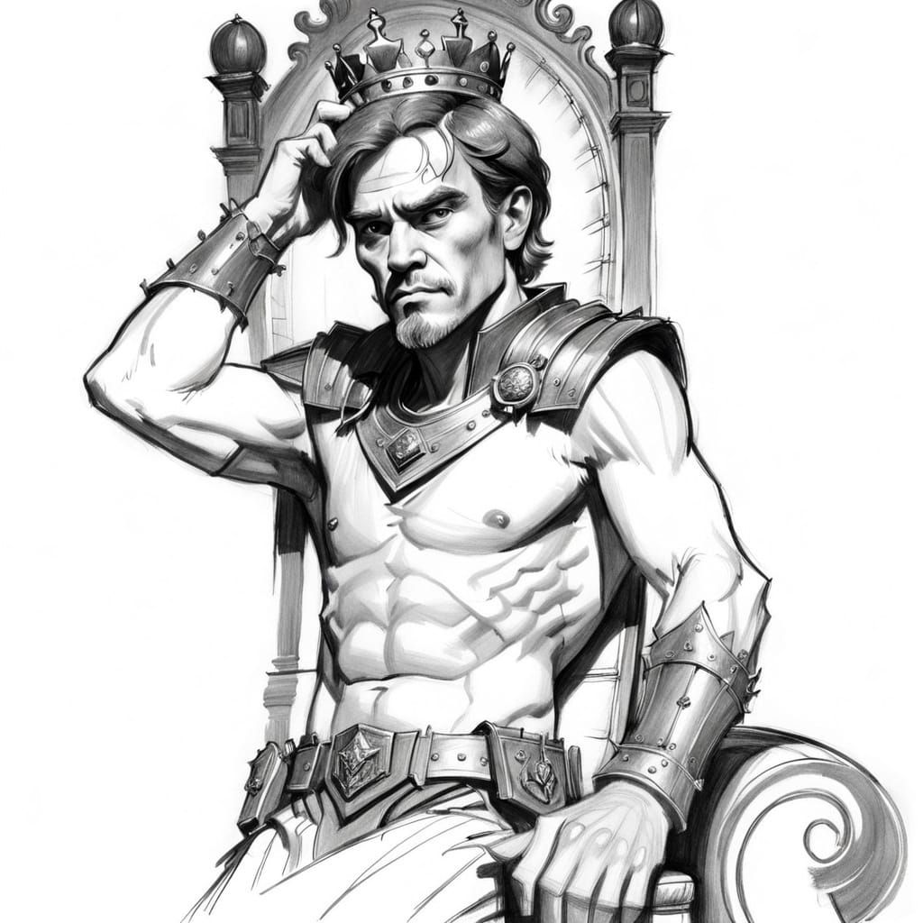 Regal Monochromatic Portrait in a Dimly Lit Throne Room