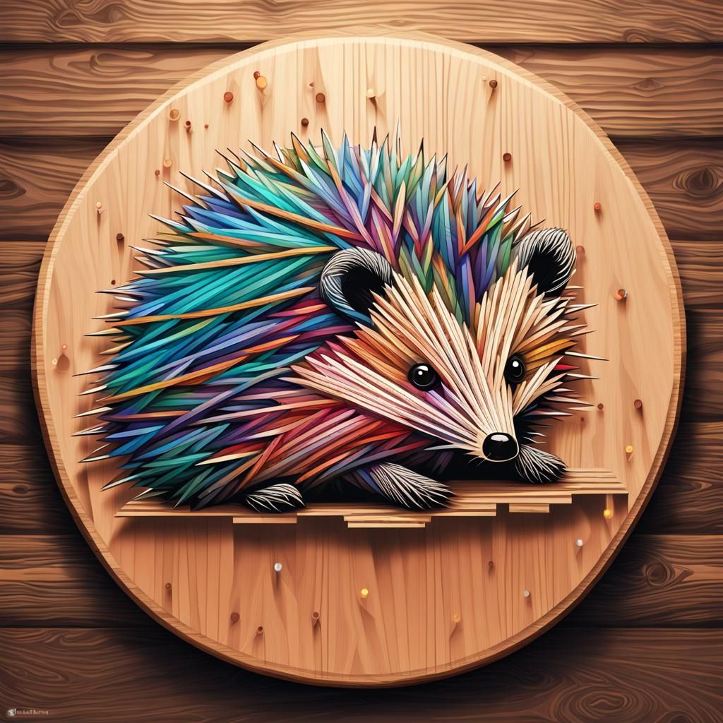 Hedgehog String Art: Geometric, Abstract, Ultra Detail