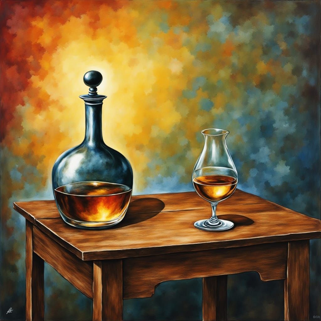 Surreal Whiskey Still Life in Salvador Dali Style