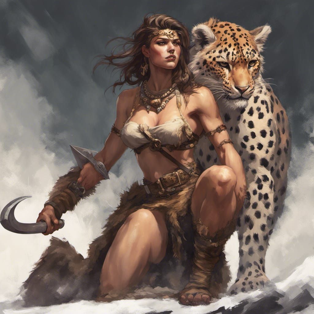 Romantic Female Barbarian Portrait in Fantasy Art Style