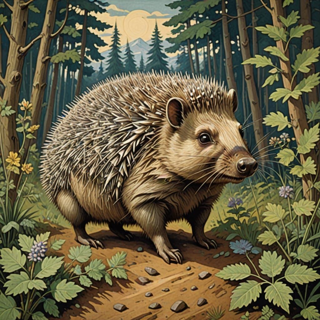 Hedgerabbihog: Extinct Animal in Renaissance Cubist Style
