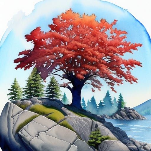 Canadian Landscape of Trees and Rocks