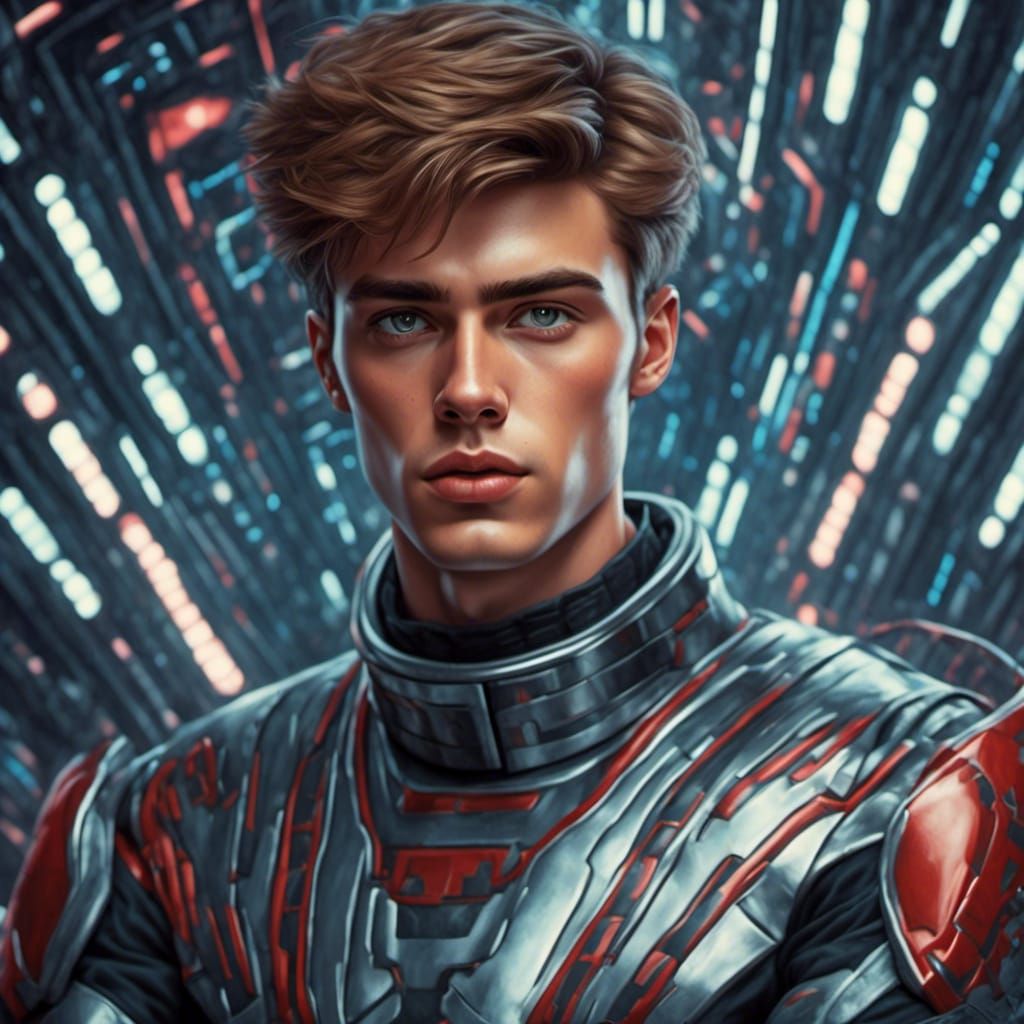 Retro Sci-Fi Portrait of a Star from the 80s