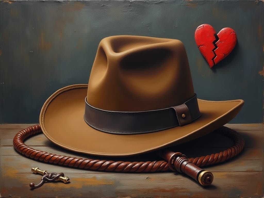 Indiana Jones Style Fedora Hat and Leather Bull Whip Oil Pai...