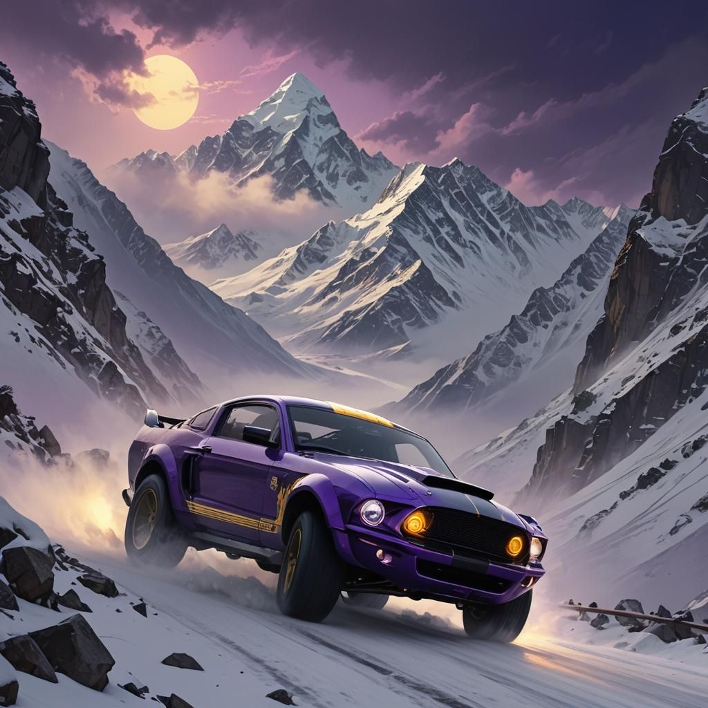 Nuclear Ford Shelby Races Through Dark Fantasy Himalayas