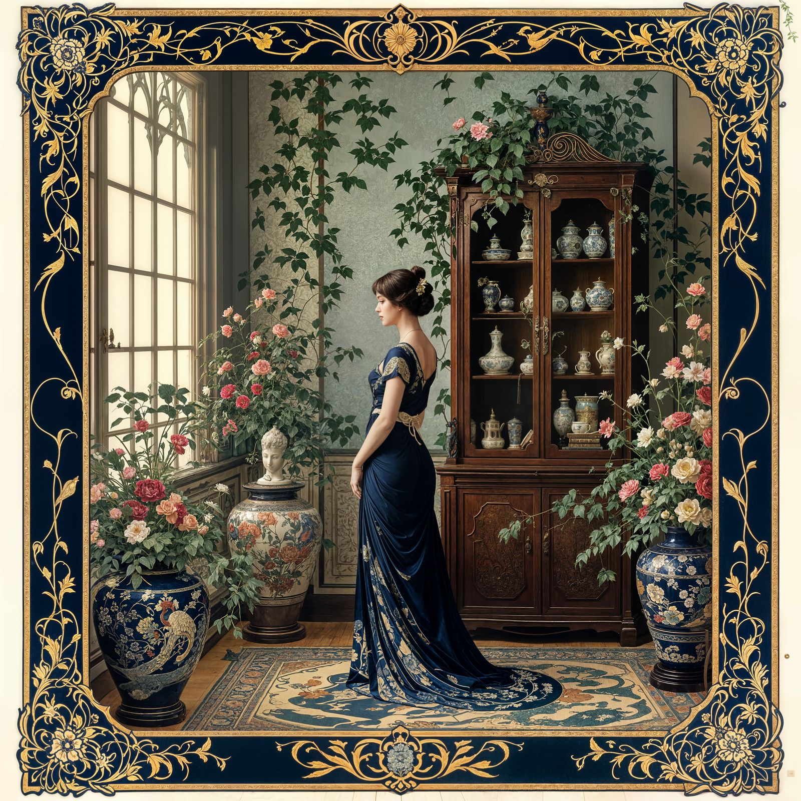 Art Nouveau Japonisme Interior with Japanese Art