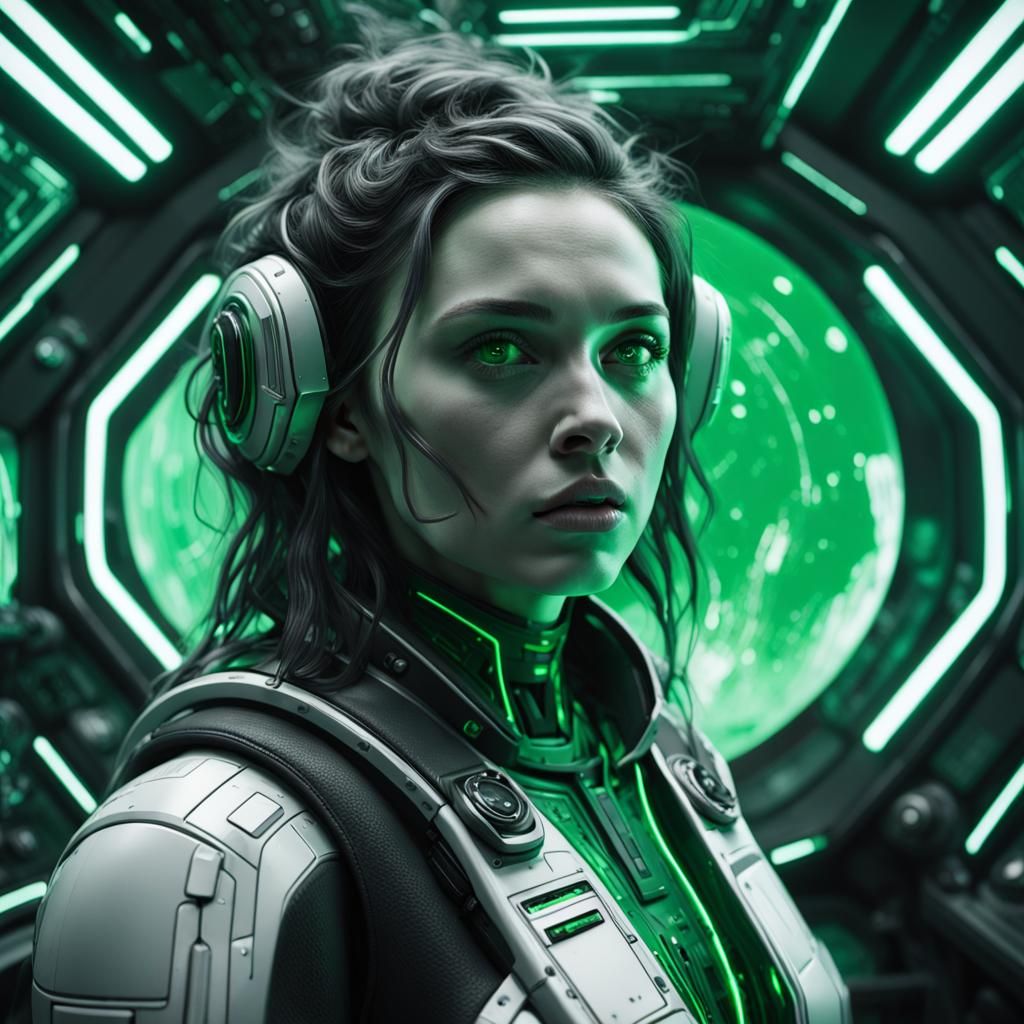 Futuristic Telescreen Shows Distorted Woman, Detailed 8K